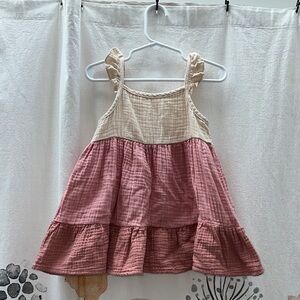 Charming Pink and Cream Kids Casual Dress